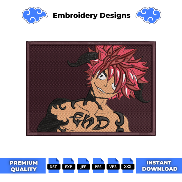 Natsu Fairy Tail Boxed Embroidery Design