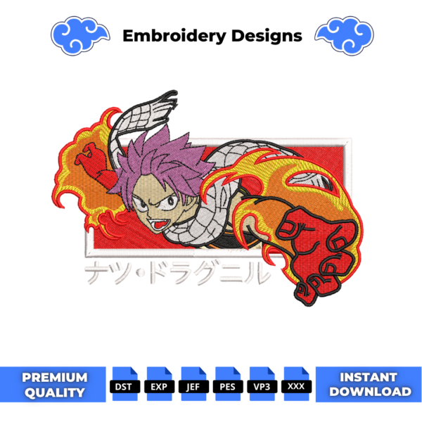 Natsu Fairy Tail Embroidery Design