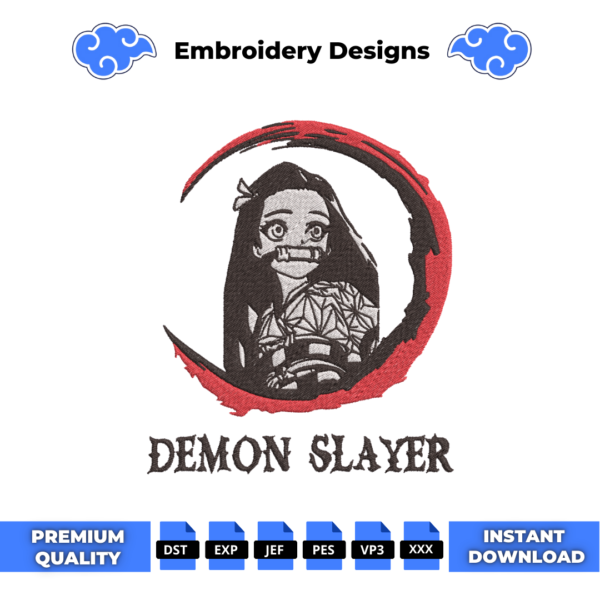 Nezuko Demon Slayer Anime Embroidery Design