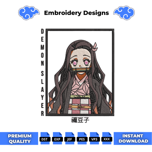 Nezuko Demon Slayer Embroidery Design