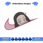 Nezuko Face Swoosh Embroidery Design