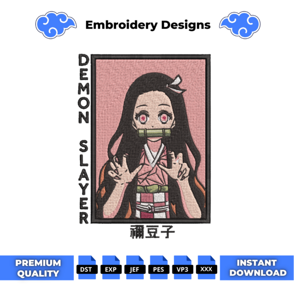Nezuko Kamado Demon Slayer Embroidery Design