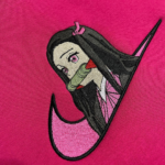 Nezuko Swoosh Embroidery Design stitched by a customer