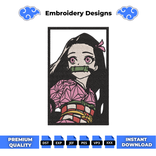 Nezuko Vertical Embroidery Design