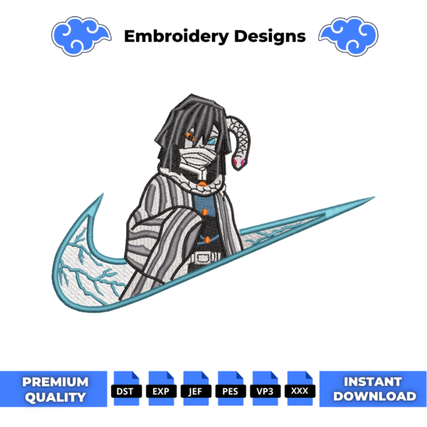 Obanai Iguro Embroidery Design