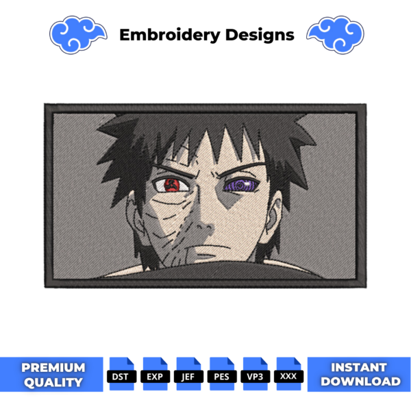 Obito Boxed Anime Embroidery Design