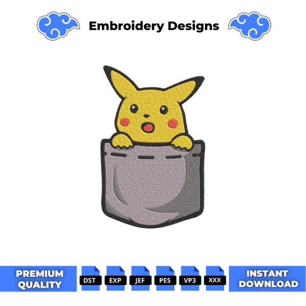 Pikachu Pocket Embroidery Design