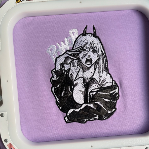 Power Chainsaw Man Embroidery Design stitched by a customer
