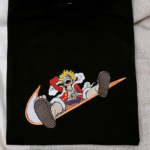 Red Luffy Gear 5 Swoosh Embroidery Design stitched by a customer