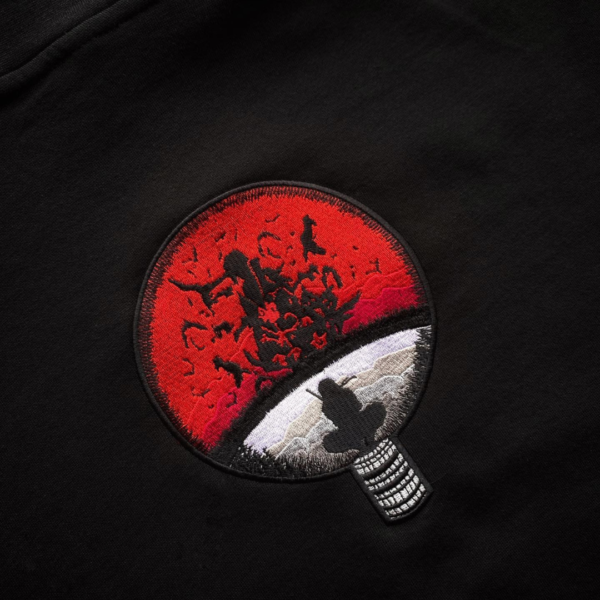 Red Moon Itachi Logo Embroidery Design stitched by a customer
