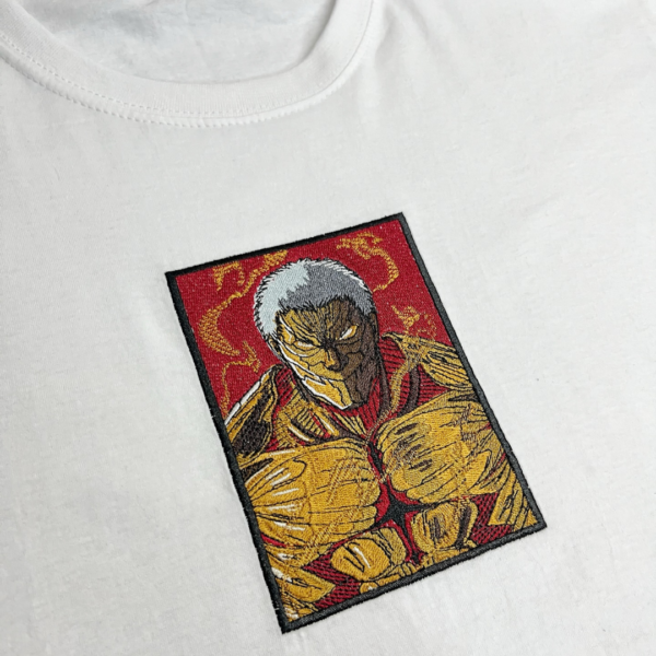 Reiner Titan Anime Embroidery Design stitched by a customer
