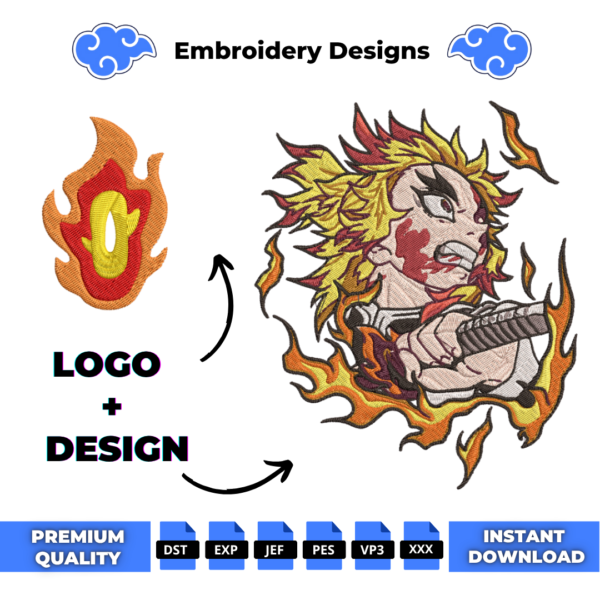 Rengoku and Logo Embroidery Design