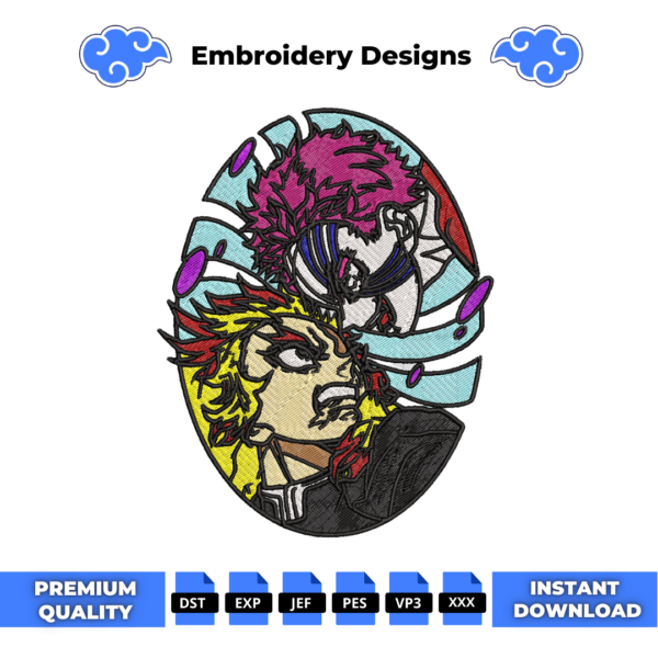 Rengoku vs Akaza Embroidery Design