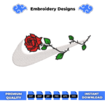 Rose Swoosh Embroidery Design
