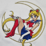 Sailor Moon and Logo Embroidery Design stitched by a customer