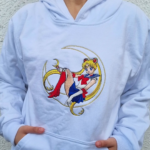 Sailor Moon and Logo Embroidery Design stitched by a customer