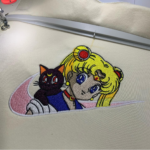 Sailor Moon Swoosh Embroidery Design stitched by a customer
