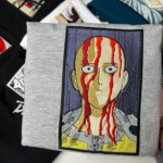 Saitama Anime Embroidery Design stitched by a customer