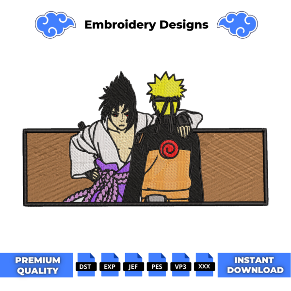 Sasuke and Naruto Anime Embroidery Design