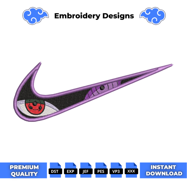 Sharingan Eye Swoosh Embroidery Design
