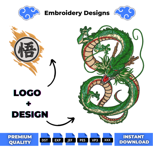 Shenron and Logo Embroidery Design