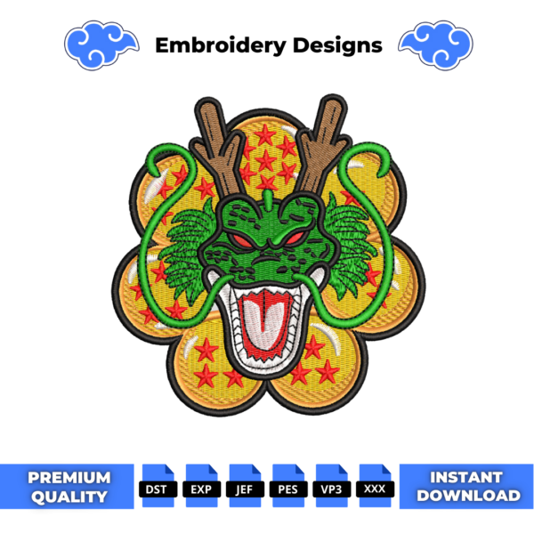 Shenron Anime Embroidery Design
