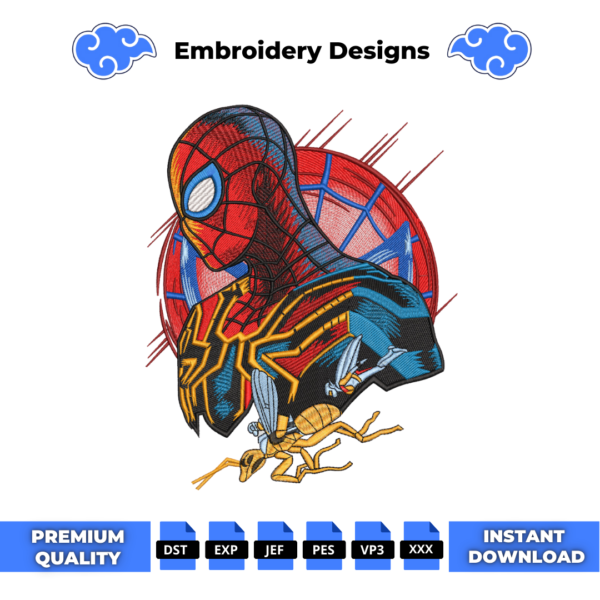 Spiderman and Ant Man Embroidery Design