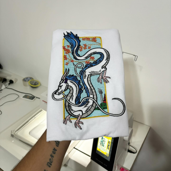 Spirited Away Dragon Embroidery Design stitched by a customer