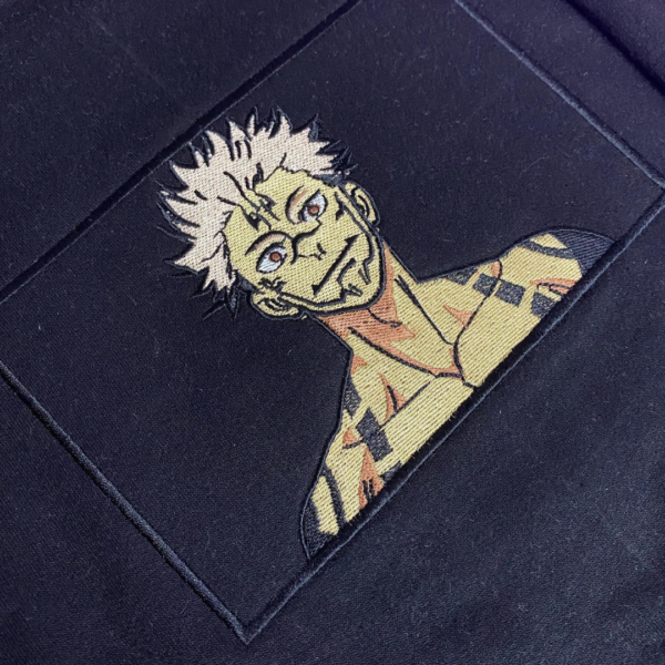 Sukuna Anime Embroidery Design stitched by a customer