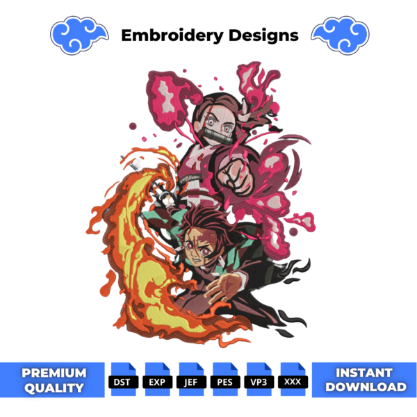 Tanjiro And Nezuko Power Embroidery Design