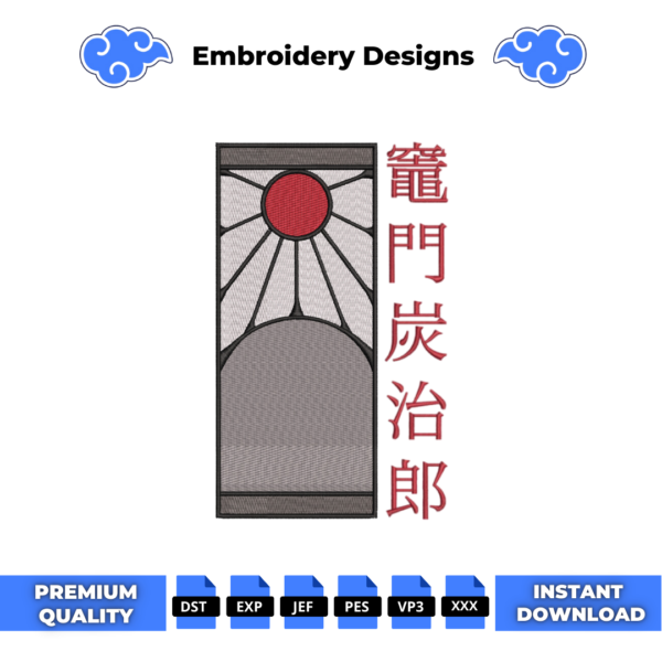 Tanjiro Earrings Embroidery Design