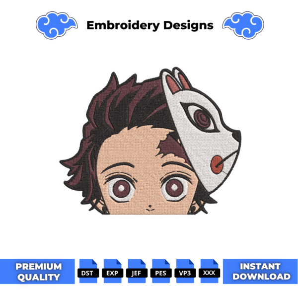 Tanjiro Face Embroidery Design