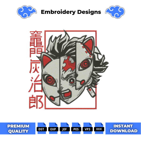 Tanjiro Mask Embroidery Design