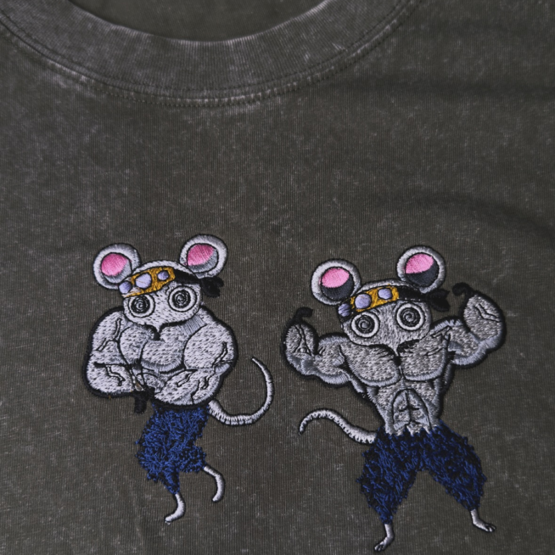 Tengen Mouse Gym Embroidery Design stitched by a customer