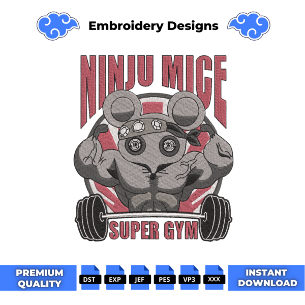 Tengen Ninju Mice Super Gym Embroidery Design