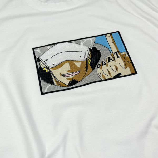 Trafalgar Law One Piece Anime Embroidery Design stitched by a customer