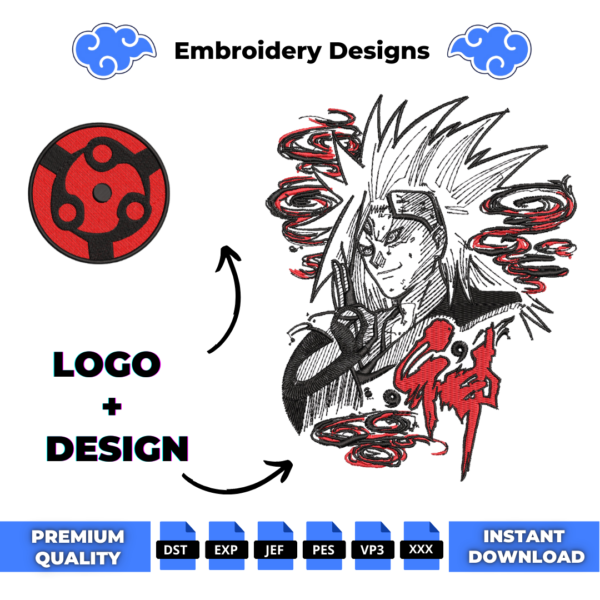 Uchiha Madara and Logo Embroidery Design