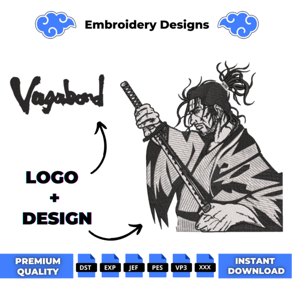 Vagabond Katana and Logo Embroidery Design
