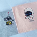 Wall E and EVA Embroidery Design stitched by a customer