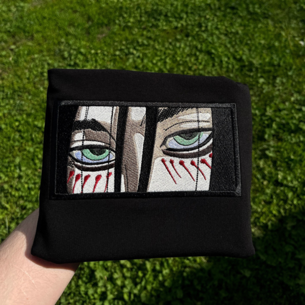 Yeager Eren Eyes Embroidery Design stitched by a customer