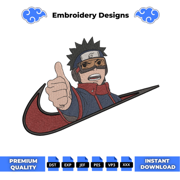 Young Obito Embroidery Design