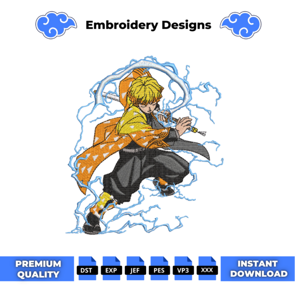 Zenitsu Anime Embroidery Design
