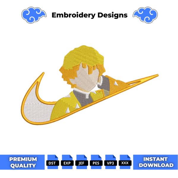 Zenitsu Swoosh Embroidery Design