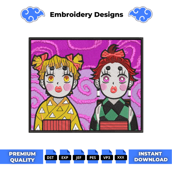 Zenitsu Tanjiro Makeup Embroidery Design
