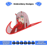 Zero Two Swoosh Anime Embroidery Design
