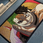 Zoro and Luffy Boxed Embroidery Design stitched by a customer