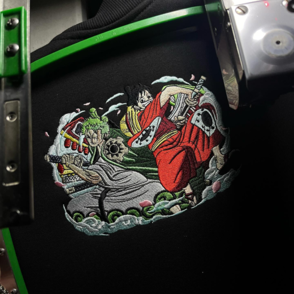 Zoro and Luffy Embroidery Design stitched by a customer