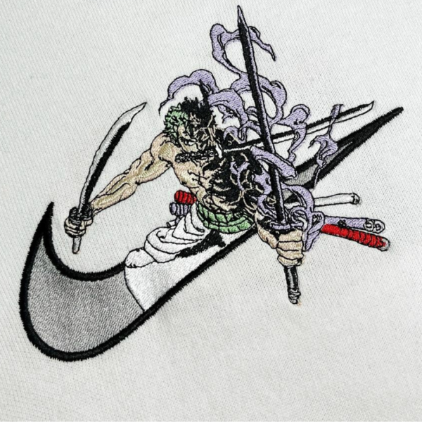 Zoro Smoke Swoosh Embroidery Design stitched by a customer