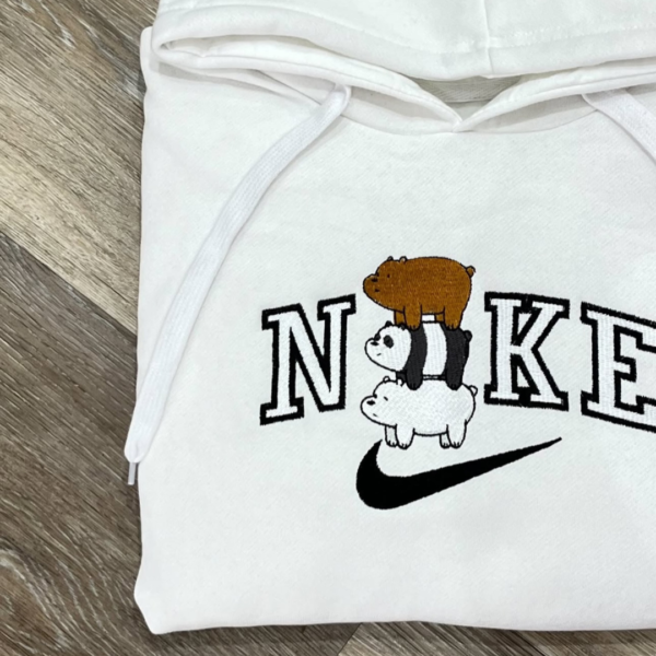 Bare Bear Swoosh Embroidery Design stitched by a customer
