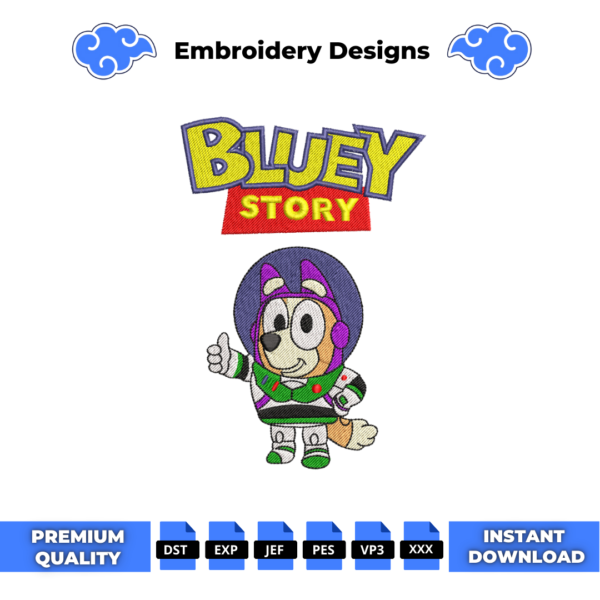 Bluey Story Embroidery Design